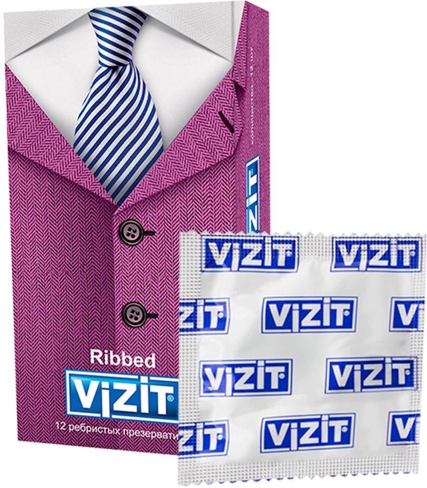 Презервативы Vizit Ribbed, ребристые, 12 шт УТ-00002168 - Vizit - Ребристые презервативы - Купить